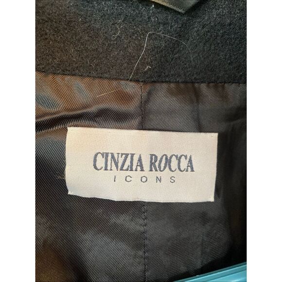 Cinzia Rocca Black Wool Cashmere Long Coat US 14 Made in Italy - Picture 9 of 13